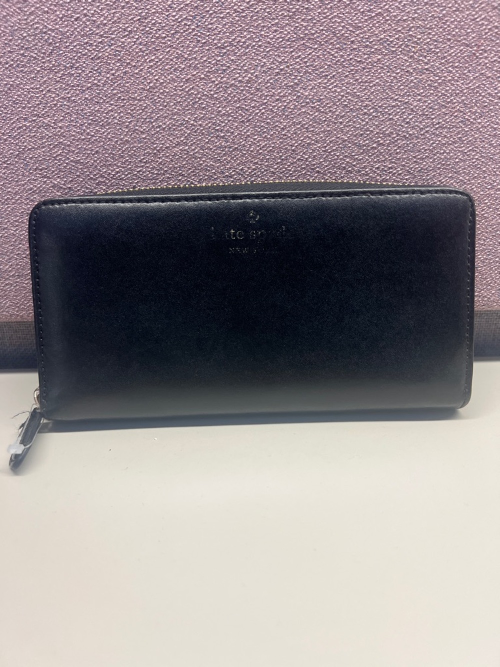 kate spade Black Leather Zip Wallet